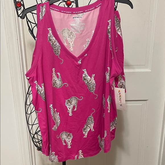 JoySpun Fuchsia Tiger Print Sleep Set-size Large - Picture 1 of 6